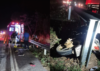 Acidente na BR-174 deixa motociclista e passageira feridos em Cáceres