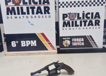 Homem é preso com revólver durante ação policial no bairro Rodeio, em Cáceres