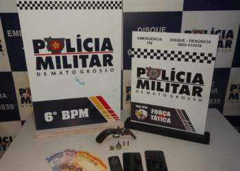 Força Tática prende casal com arma de fogo e drogas durante operação contra facções em Cáceres