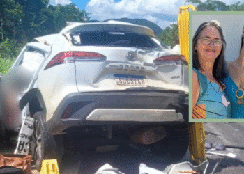 Colisão frontal na BR-070 mata duas mulheres e deixa carro completamente destruído em Cáceres