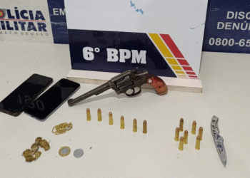 Operação Tolerância Zero apreende pistola de uso restrito após fuga de suspeitos no Residencial Aeroporto, em Cáceres