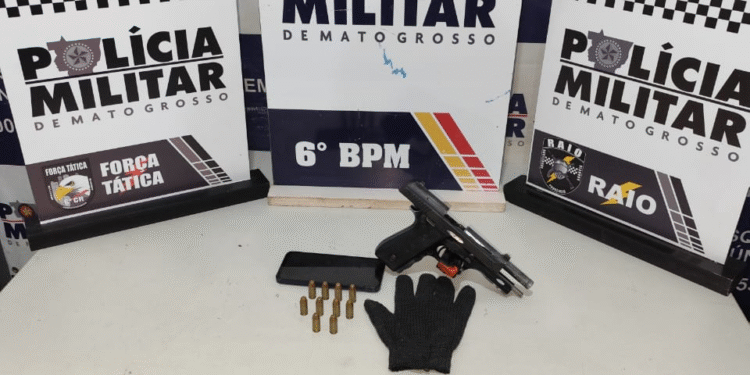 Operação Tolerância Zero apreende pistola de uso restrito após fuga de suspeitos no Residencial Aeroporto, em Cáceres