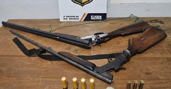 Dois homens são presos por porte ilegal de armas após disparos na zona rural de Lambari d’Oeste