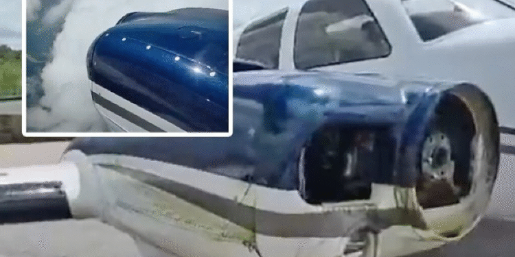 Avião faz pouso de emergência em Cáceres após hélice se soltar em voo; vídeo