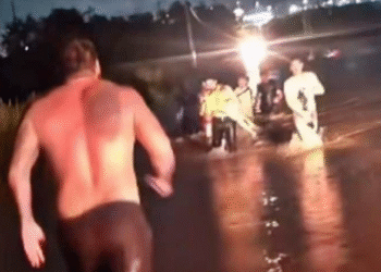 Policial de folga salva família presa em carro durante alagamento em Matupá