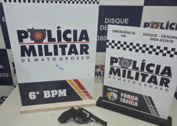 PM frustra possível homicídio, apreende revólver roubado e detém adulto e adolescente em Cáceres