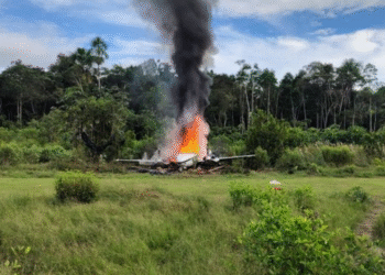 Operação conjunta destrói três aviões usados no tráfico na fronteira entre Brasil e Peru