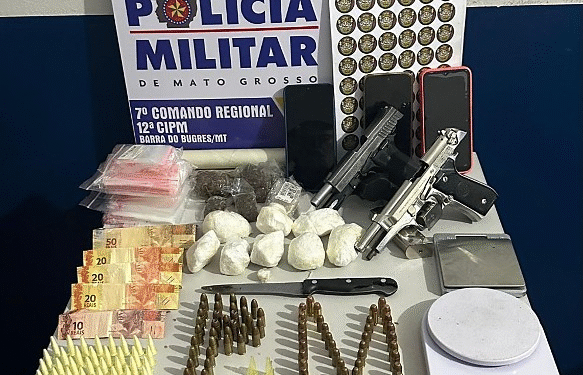 PM frustra execuções em Barra do Bugres: quatro são presos com armas, munições e drogas