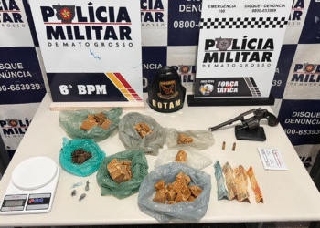 ROTAM prende suspeito por tráfico de drogas e porte ilegal de arma em Cáceres