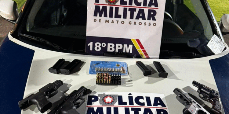 PM apreende quatro armas de fogo após denúncia de tiros em chácara de Pontes e Lacerda